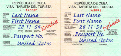 Cuban Tourist Card
